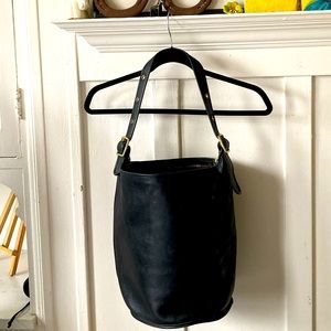 Coach Black Leather Large Bucket Bag